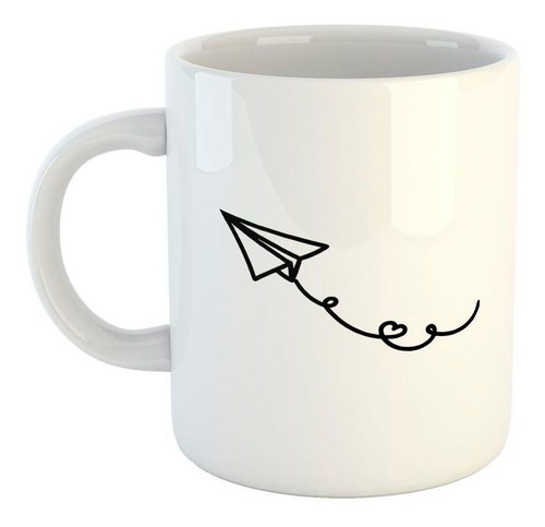 Taza De Ceramica Avion Plane Papel Volar Negro Black