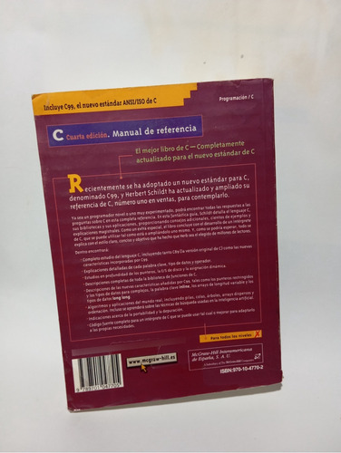 Manual De Referencia C El Mejor Libro De Por Herbert Schildt (Usado)