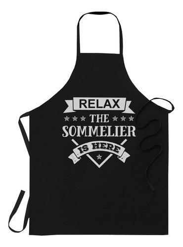 Delantal Relax Sommelier Is Here Negro  Talla Unica Cocina