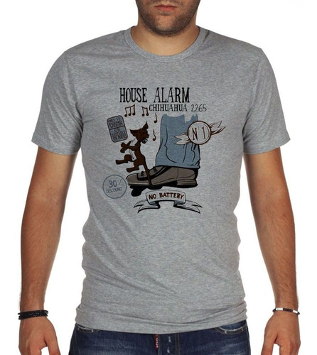 Remera De Hombre House Alarm Chihuahua No Battery