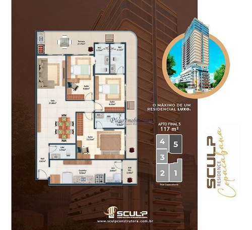 Imagem 9 de 30 de Apartamento Com 3 Dormitórios Sendo 3 Suítes, À Venda, 117 M² Por R$ 999.325 - Vila Guilhermina - Praia Grande/sp - Ap0864