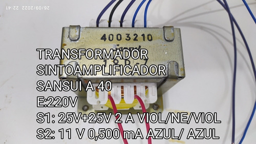 Transformador Sintoamplificador A40 220v 25v+25v2a 11 V .5 A