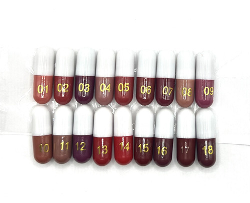 Labial Pintura De Labios Mini 18 Tonos Mate Cápsula Pigmento
