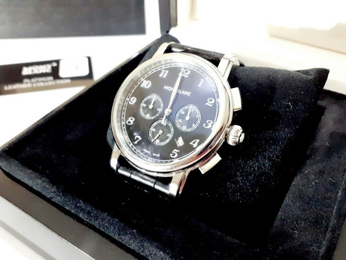 Relógio Montblanc Preto Com Pulseira Em Couro Bovino