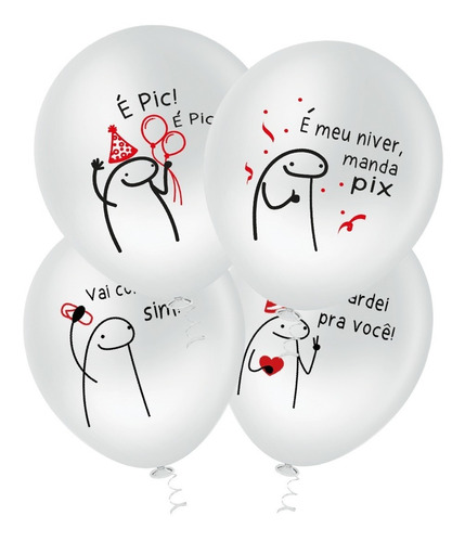 Balão Bexiga Flork Meme Bento Decoração Festa 25 Unidades