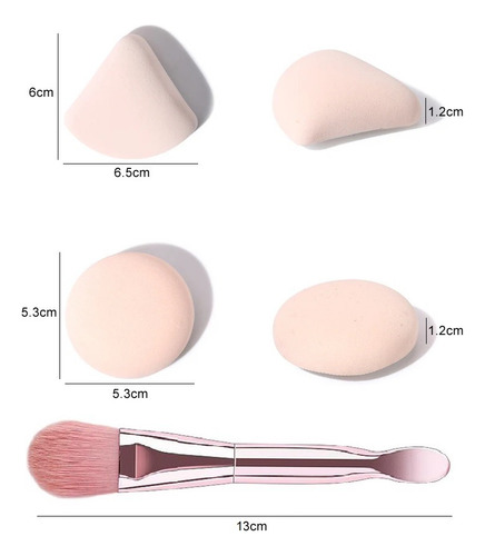 Set De 2 Esponjas Puff Para Aplicar Maquillaje + 1 Brocha