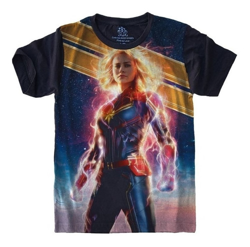 Duas Camiseta Geek Plus Size Capitã Marvel Vingadores Mod.2