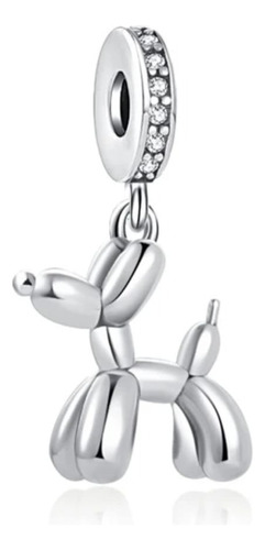 Charm - Perro Nudo De Globo Plateado - Plata Fina 925 