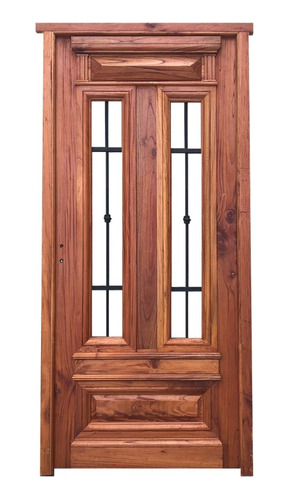 Puerta Frente Madera Cedro Con Rejas  Cod.11762 Chapasusadas