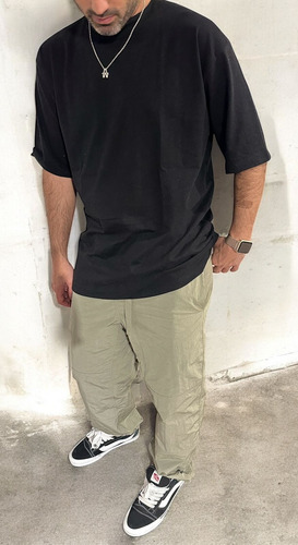 Remera Oversize 100% Algodon Peinado Cuello Rib Premium