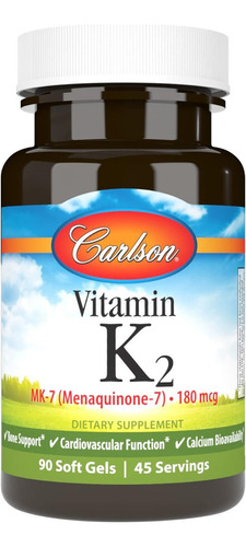 Vitamina K2 Mk-7 180 Mcg Carlson 90 Cápsulas