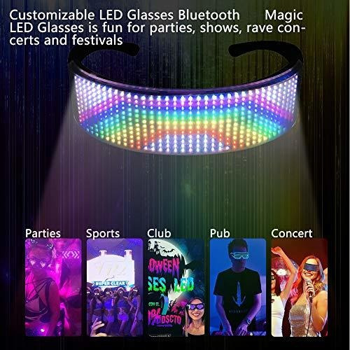 Imagen 3 de 6 de Leamtuzo, Gafas Led, Personaliza Mensajes Gafas Led Bluetoot