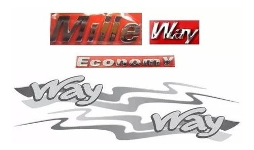 Kit Emblemas Uno Mille Way Economy 13 À 14 Modelo Original