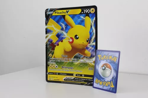 Original - Carta Pokemon gigante coleção rara - Pikachu-V em