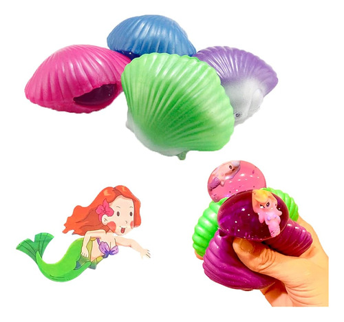 Tooty Mermaid Colorful Squeeze Shell (paquete De 4) - Divert