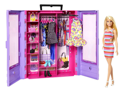 Barbie Fashionistas Closet Portable + Accesorios + Muñeca