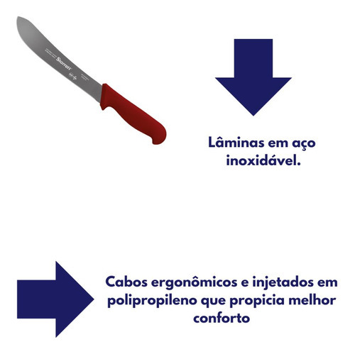 Faca Evisceracao Starrett Lam. Curvada Estreita 25cm Bkr606 Cor Vermelha