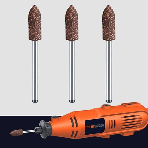 Kit 3 Ponta 6mm Cônica Borracha Abrasivos Haste 3mm Retífica