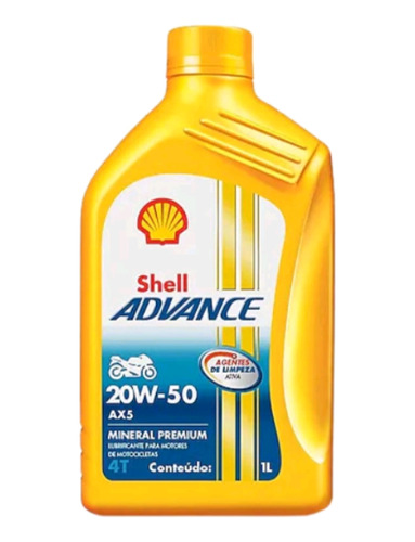 1l Óleo De Moto Shell Advance Ax5 20w-50 Mineral 4 Tempos