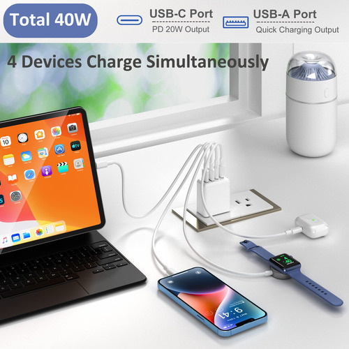 Cargador De Pared Usb C Rápido 40w 2 Unidades 4 Puertos