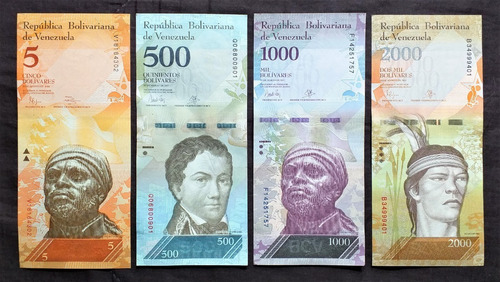 Billete Venezuela Lote De 4 Bolívares. Sin Circular