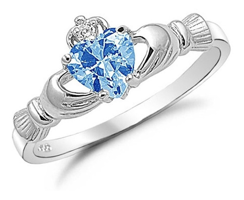 Anillo Claddagh Promesa De Amor En Plata Y Baño Oro Aqua