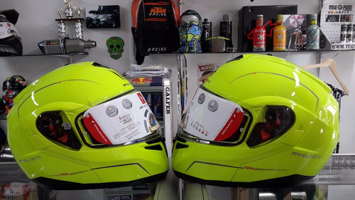 Casco Mt Abatible Doble Visor Fluorescente