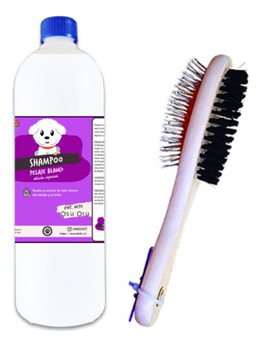 Kit Shampoo Para Perro Pelaje Blanco 1lt + Peine