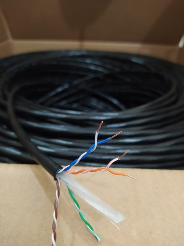 Cable Utp Cat 6 Vi Uso Exterior Negro 100% Cobre X 10 Metros