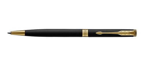 Bolígrafo Slim Parker Sonnet Negro Mate Detalle Enchapad Oro