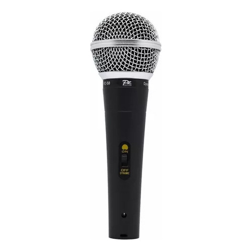 Microfone Com Fio De Mão Pz 58 Dinamico Chave Liga/desliga