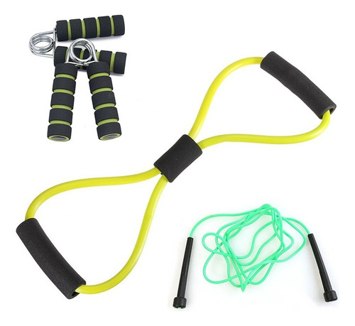 Kit Ejercicios Banda Elástica + Cuerda + Handgrip Gym Fit