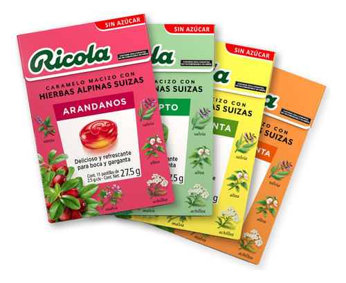 Pastillas Ricola 4 Pack Sin Azúcar