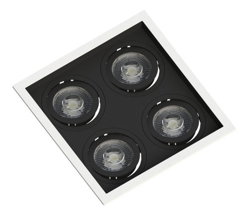 Spot Embutir Recuado P/ 4 Lâmpada Dicroica Gu10 Save Energy Cor Branco e preto 110V/220V