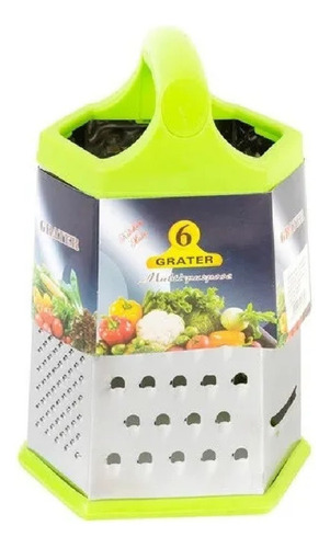 Rallador De Acero Inoxidable Verduras Hexagonal 6 Caras New Color Verde