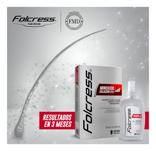 Folcress Solución Minoxidil 5% Tratamiento Anticaída Caída