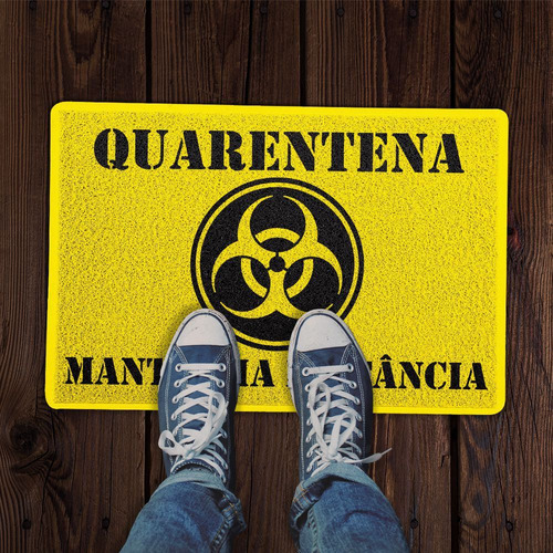 Capacho Quarentena Cor Amarelo Desenho Do Tecido Zombie Quarentena