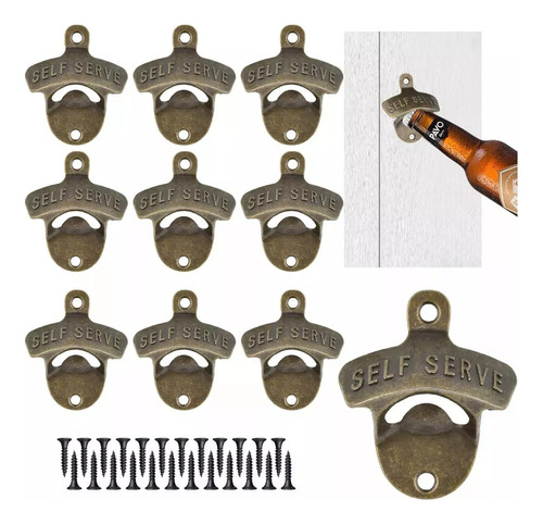 Destapador Botellas Cerveza Rustico Pared Metálico Pack 12