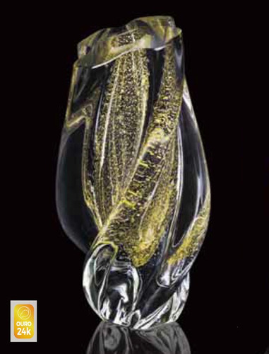 Escultura Cristal Murano Po Ouro 24k 34x15cm São Marcos 1