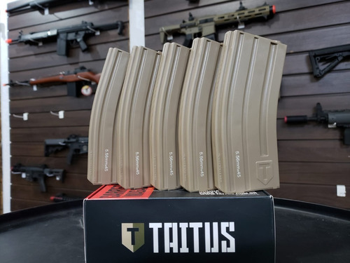Imagem 1 de 6 de Combo 5x Airsoft Magazine Carregador M4 Mid Cap 120bbs Tan