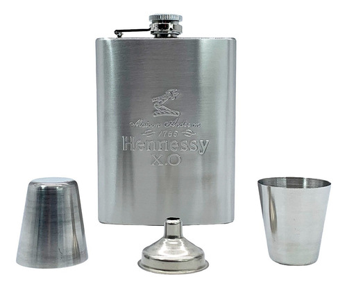 Kit Completo Cantil Frasco Whisky Whiskeira Aço Inox 240ml