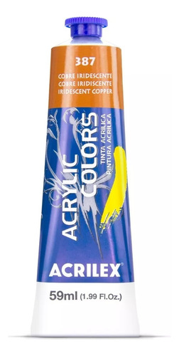 Tinta Acrilica Para Tela Acrilex 59ml Cores Iridescentes Cor 387 Cobre Iridescente