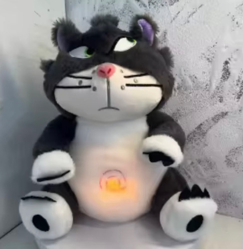 Peluche De Gato Lucifer Con Respiración Calmante Con Sonido Blanco Y Negro