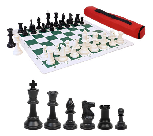 Juego De Ajedrez Tipo Bisonte + Tablero Vinílico + Estuche