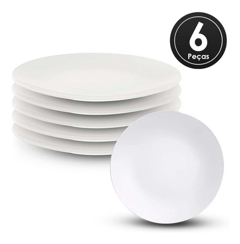 Juego de Platos Planos Tramontina Leonora de Porcelana de 6 Piezas de 25 cm