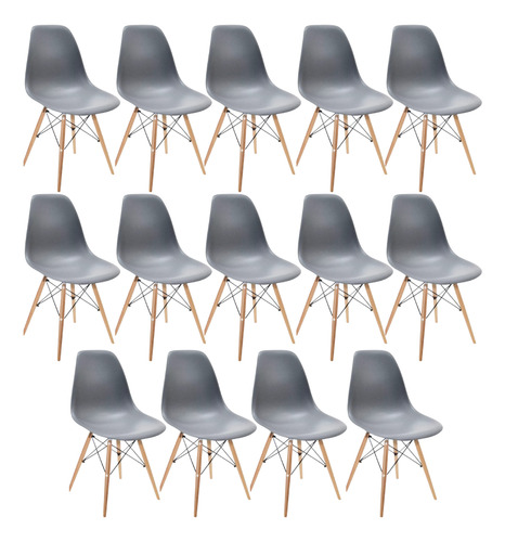 14 Cadeiras Charles Eames Wood Cozinha Dsw Cinza Escuro