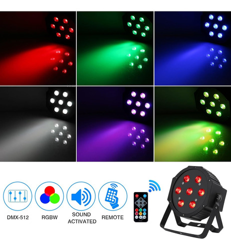 Luces Par Led Escenario, 7led 70w Rgbw Dmx, Luces Par C...