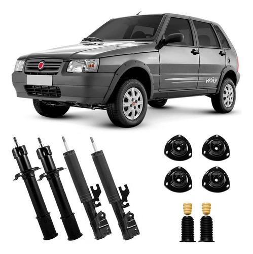 4 Amortecedor Fiat Uno Mille Way 2008 2009 2010 Cofap + Kit