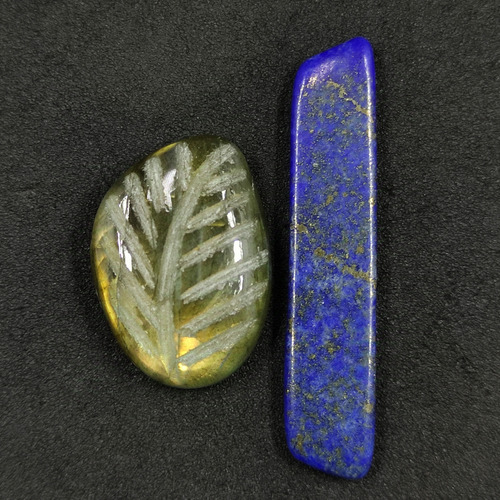 Lapislazuli Rectangular - Labradorita Dorada Tallado Hoja