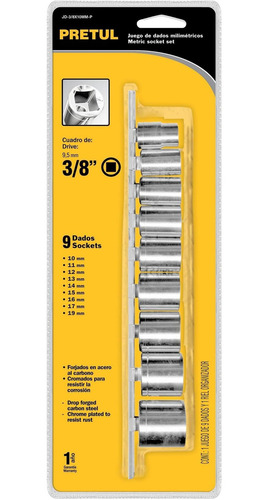 Juego Dados 3/8' Milimetrico 10 Pz Pretul 21189